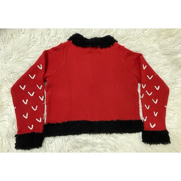 Michael Simon Red Zipper Cardigan Cropped Sweater Snowflake Medium vintage 90s - Picture 4 of 4